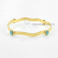 Amazing Green Amazonite Bangle, 18k or Gemstone Bangles bijoux pour femmes